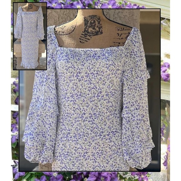 Petal & Pup BONITA Shirred Frill Bodycon Midi Dress Size XL - Picture 3 of 6